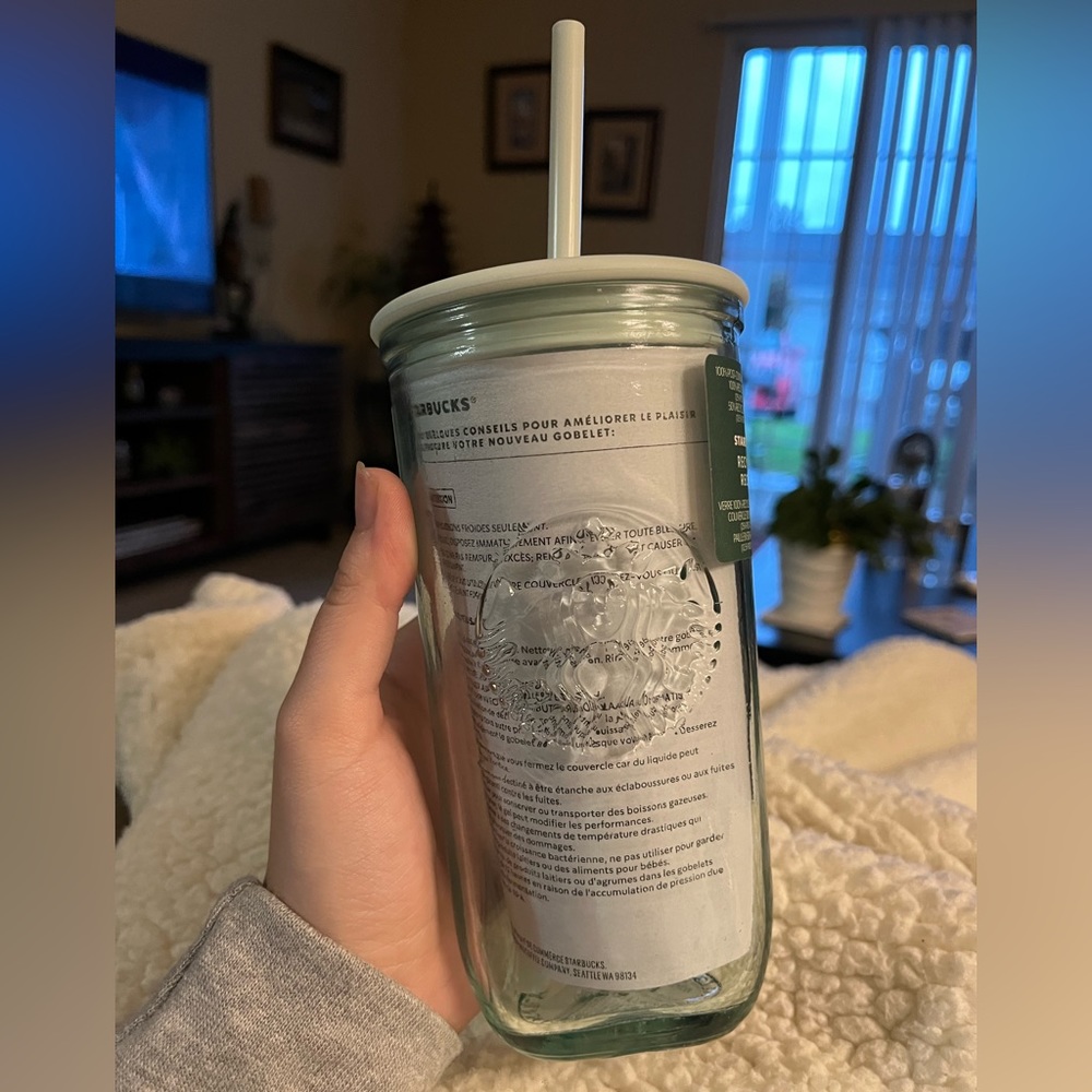 Starbucks 2023 recycled mint triangle glass cold cup RARE